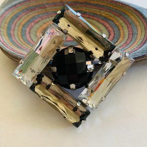 White and Black Vintage Gemstone Brooch